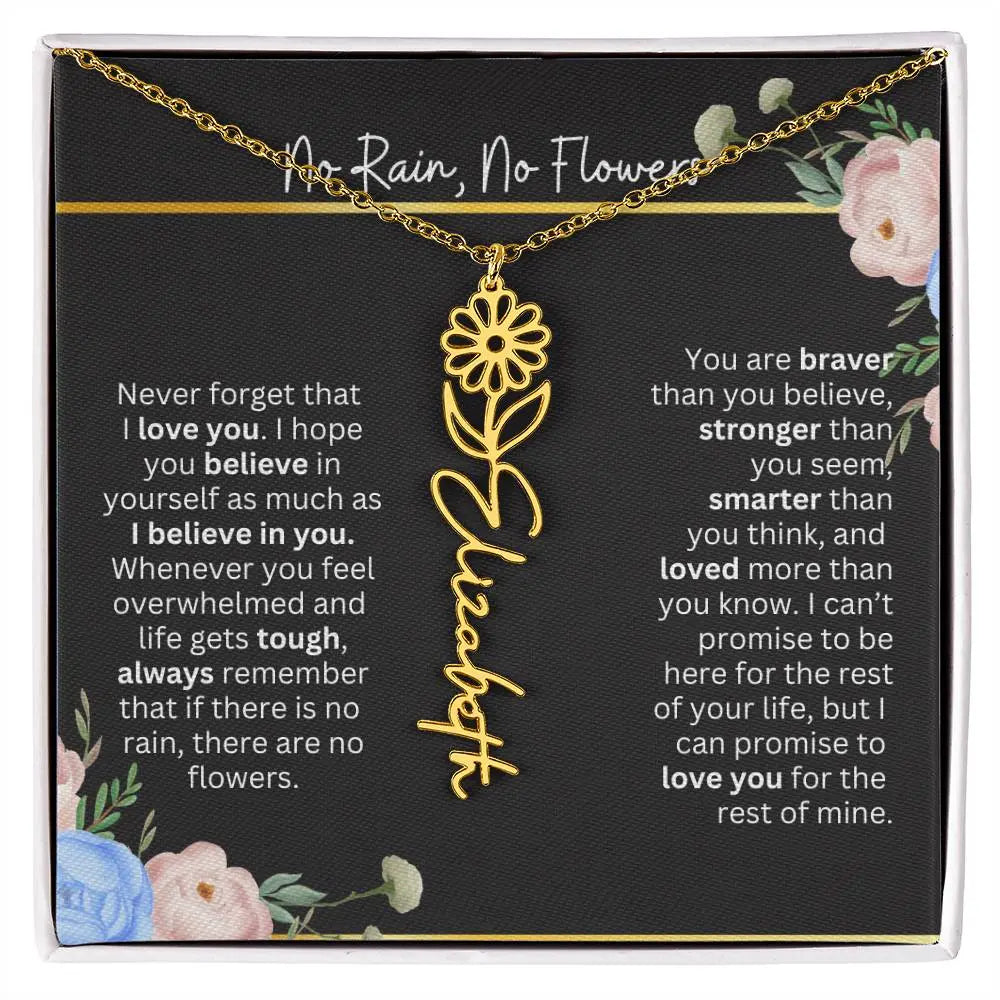 Inspirational No Rain No Flowers Necklace - Ever Trendy Essentials