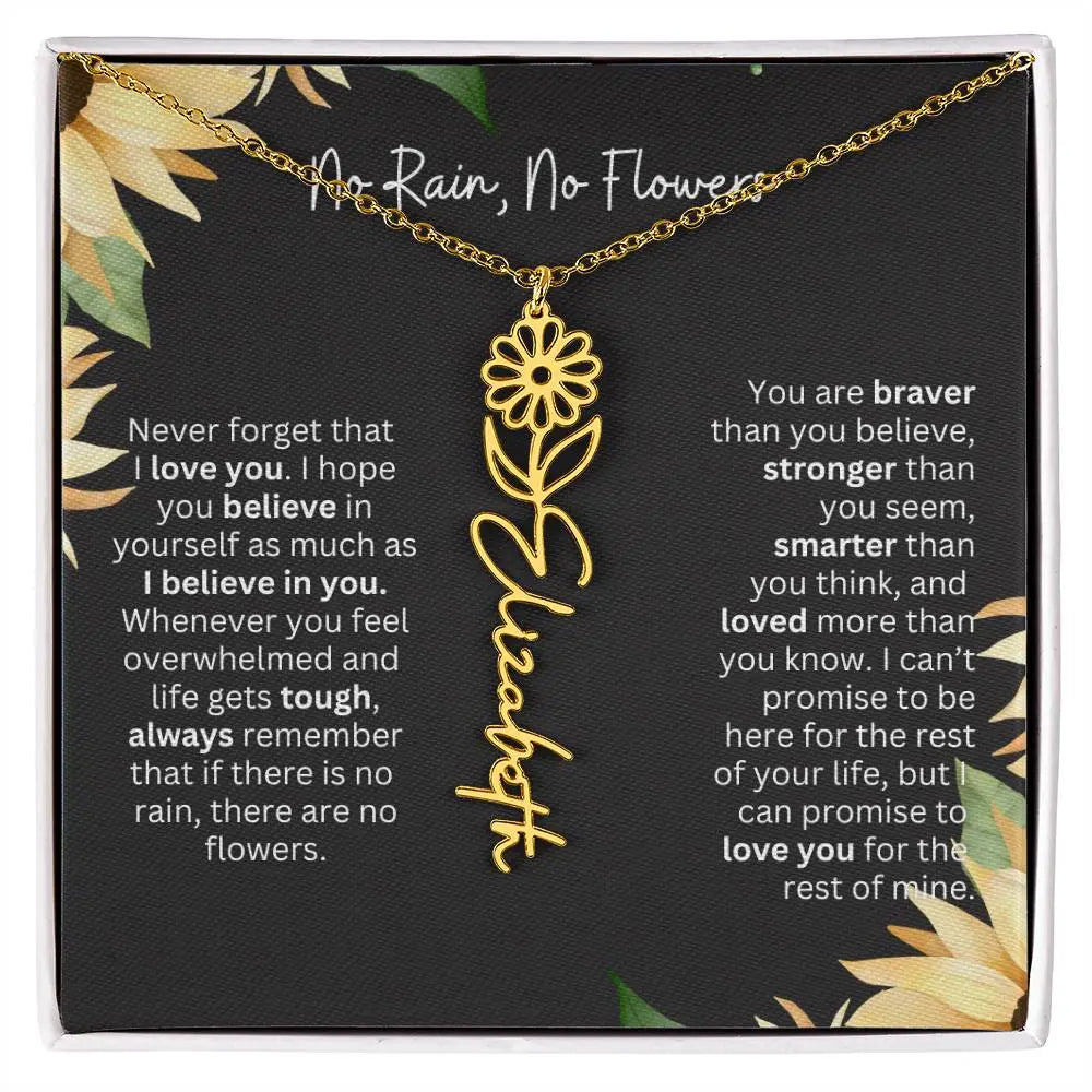 Birth Flower Necklace With Name I No Rain - No Flowers | Personalized Gift for Grandma - Ever Trendy Essentials