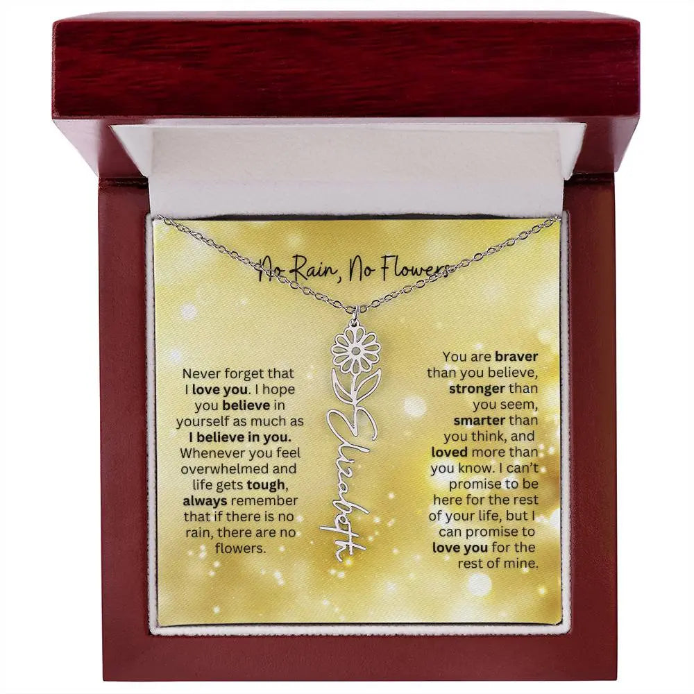No Rain - No Flowers | Birth Necklace | Name Necklace | Christmas Jewelry Gift for Her: Mom, Wife, Daughter, Sister, and Best Friend - Ever Trendy Essentials