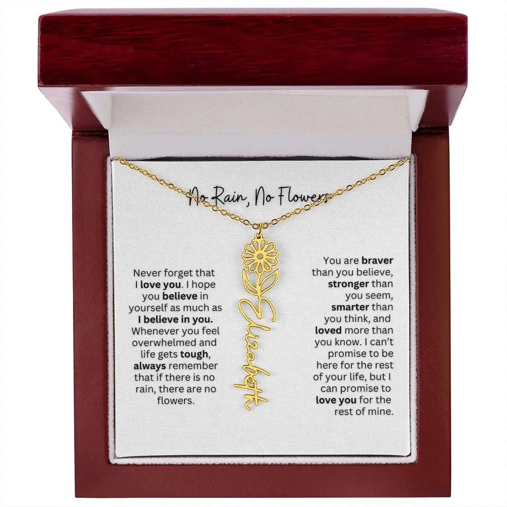 No Rain - No Flowers | Birth Necklace | Name Necklace | Thoughtful Gift for Mom, Wife, and Soulmate - Ever Trendy Essentials