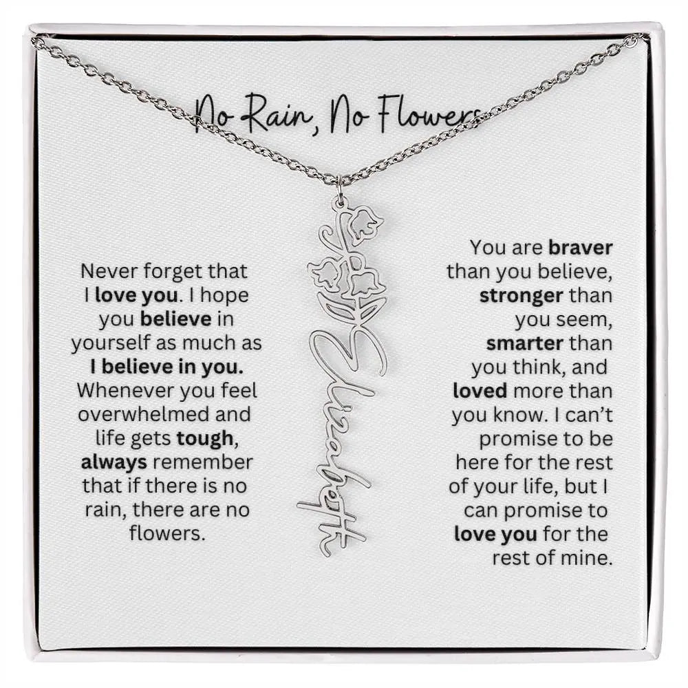 No Rain - No Flowers | Birth Necklace | Name Necklace | Thoughtful Gift for Mom, Wife, and Soulmate - Ever Trendy Essentials