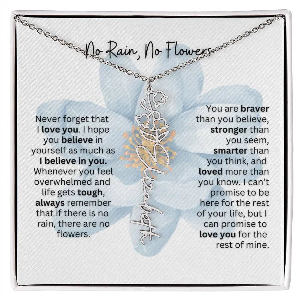 Birth Flower Necklace With Name I No Rain - No Flowers | Thoughtful Gift for Soulmate - Ever Trendy Essentials