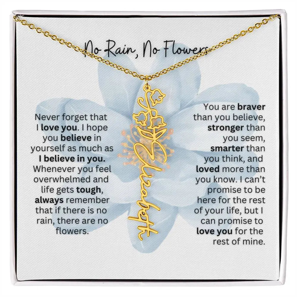 Birth Flower Necklace With Name I No Rain - No Flowers | Thoughtful Gift for Soulmate - Ever Trendy Essentials