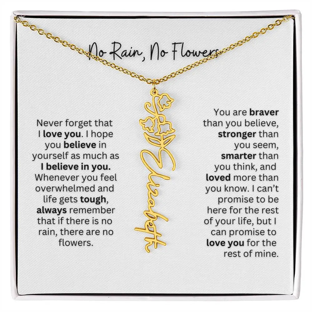 No Rain - No Flowers | Birth Necklace | Name Necklace | Thoughtful Gift for Mom, Wife, and Soulmate - Ever Trendy Essentials