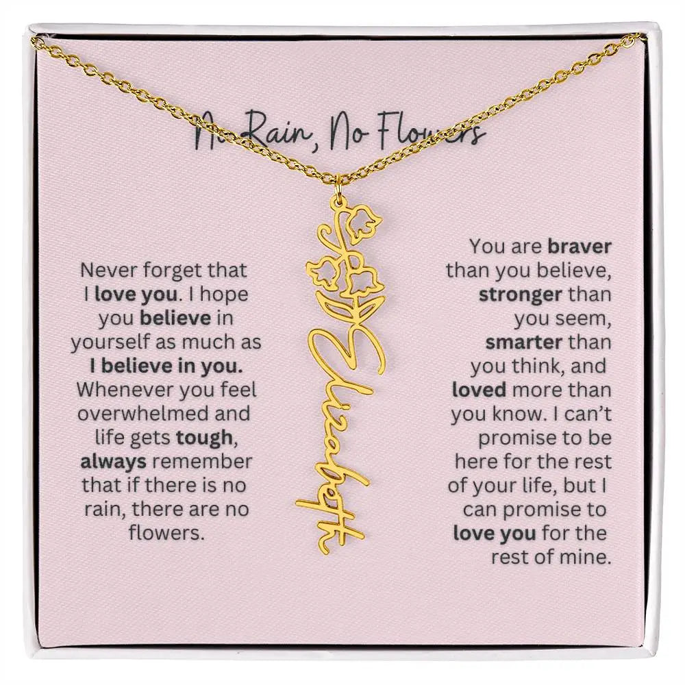 No Rain - No Flowers | Birth Necklace | Name Necklace | Personalized Gift for Mom, Bonus Daughter, and Sister - Ever Trendy Essentials