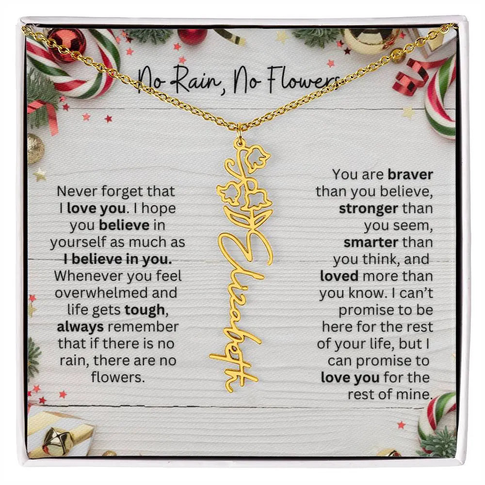 No Rain - No Flowers | Birth Necklace | Name Necklace | Christmas Gift for Mom, Wife, Daughter, Sister, Best Friend, Girlfriend, Aunt, and Grandma - Ever Trendy Essentials