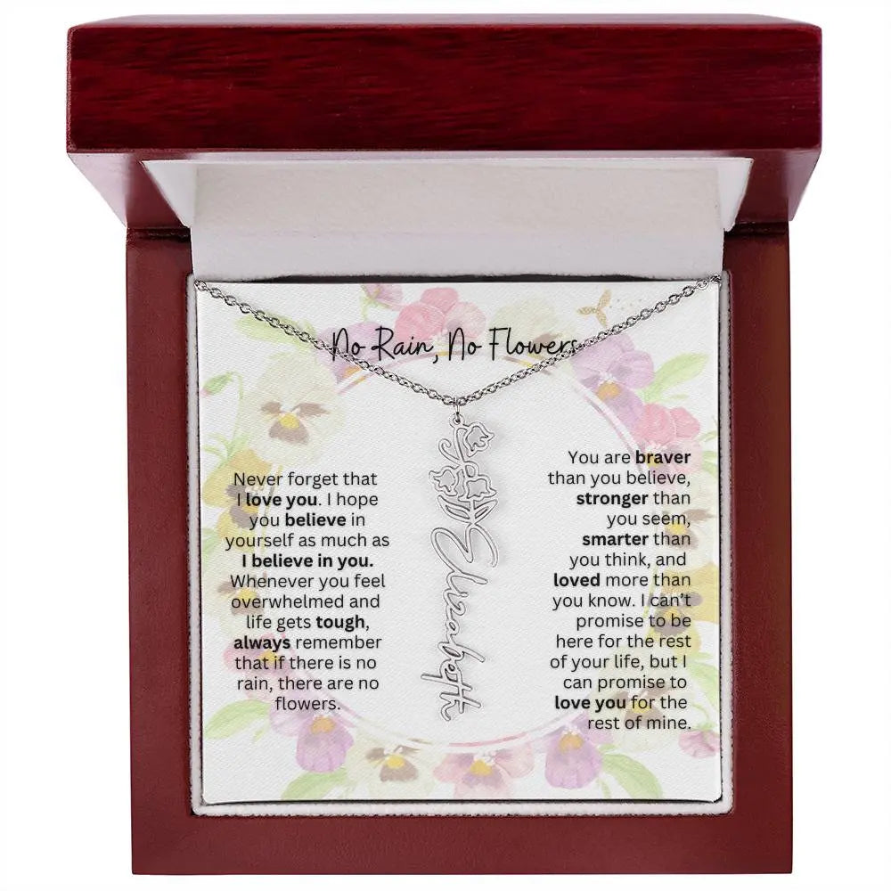 Birth Flower Necklace With Name I No Rain - No Flowers | Beautiful Gift for Aunt - Ever Trendy Essentials