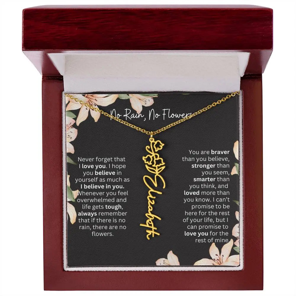 To My Beautiful Daughter Necklace I Birth Flower Necklace With Name I No Rain - No Flowers - Ever Trendy Essentials