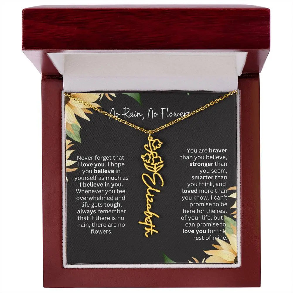 Birth Flower Necklace With Name I No Rain - No Flowers | Personalized Gift for Grandma - Ever Trendy Essentials
