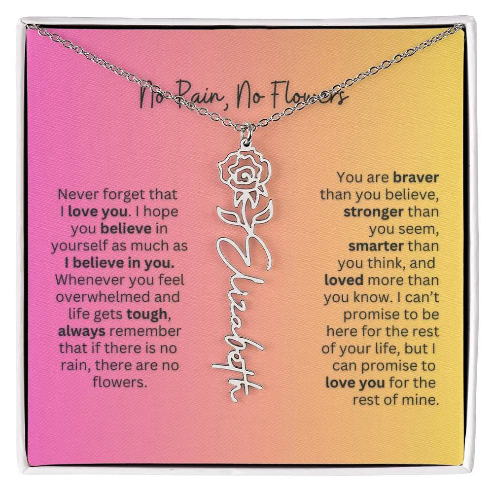 No Rain - No Flowers | Birth Necklace | Name Necklace | Unique Jewelry for Wife, Soulmate - Ever Trendy Essentials