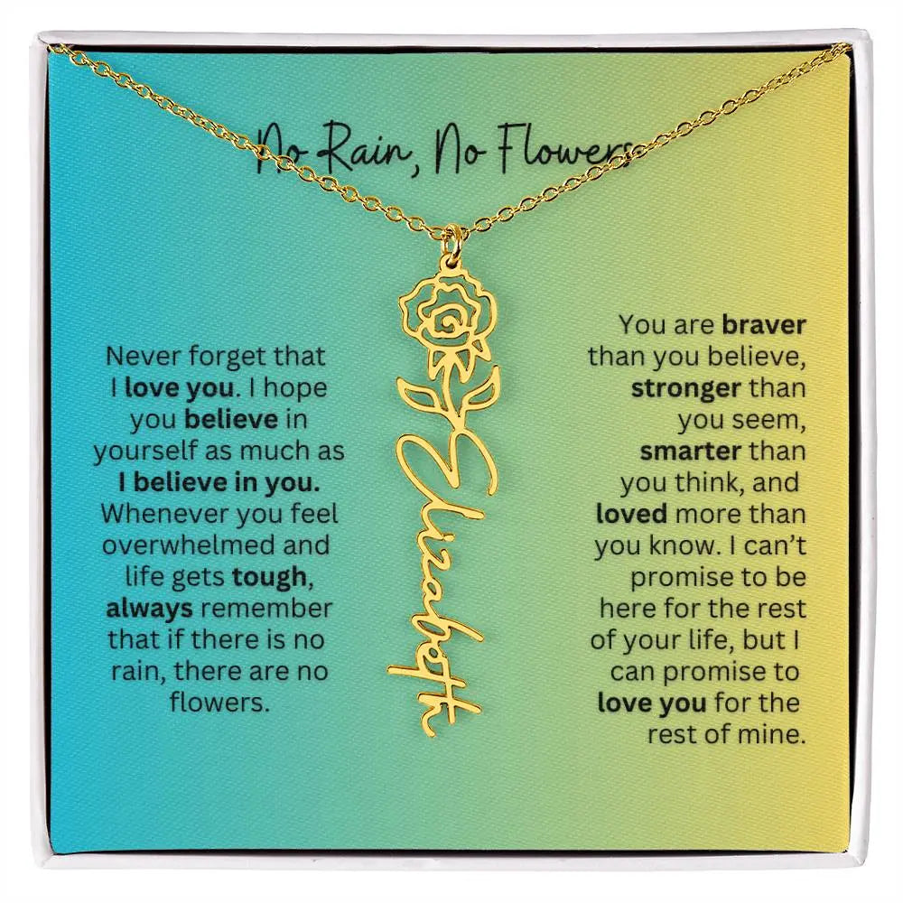 No Rain - No Flowers | Birth Necklace | Name Necklace | Thoughtful Gift for Wife, Daughter, and Best Friend - Ever Trendy Essentials