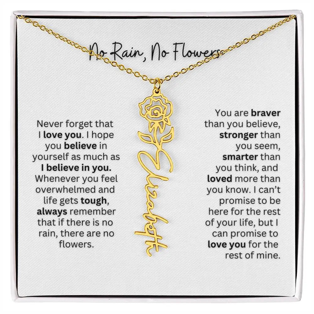 No Rain - No Flowers | Birth Necklace | Name Necklace | Thoughtful Gift for Mom, Wife, and Soulmate - Ever Trendy Essentials