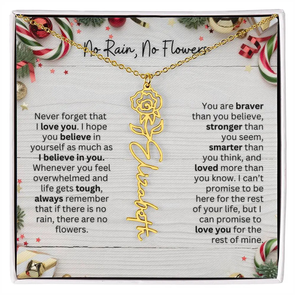 No Rain - No Flowers | Birth Necklace | Name Necklace | Christmas Gift for Mom, Wife, Daughter, Sister, Best Friend, Girlfriend, Aunt, and Grandma - Ever Trendy Essentials