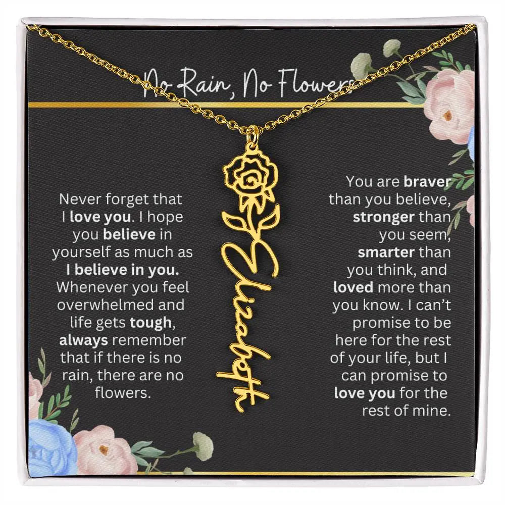 Inspirational No Rain No Flowers Necklace - Ever Trendy Essentials