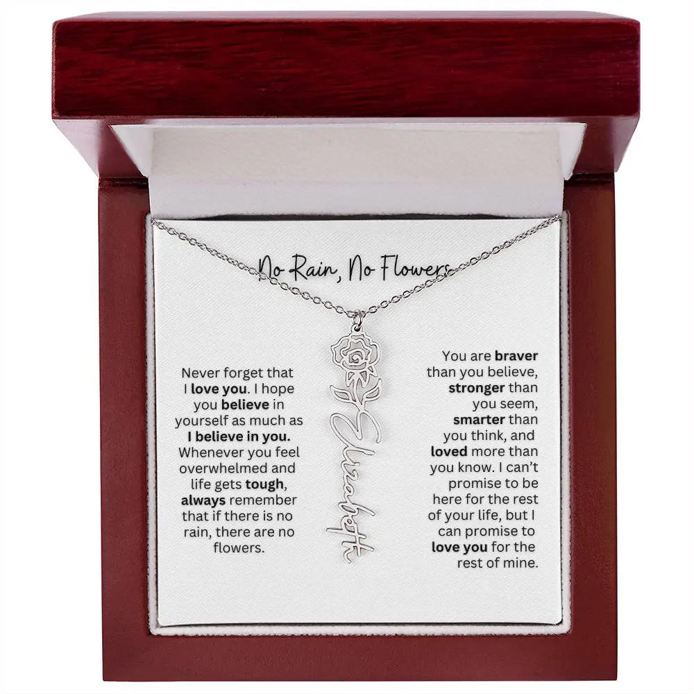 No Rain - No Flowers | Birth Necklace | Name Necklace | Thoughtful Gift for Mom, Wife, and Soulmate - Ever Trendy Essentials