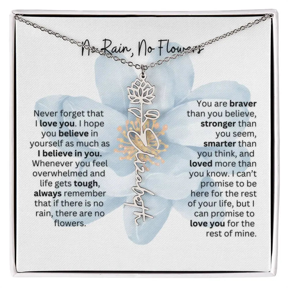 Birth Flower Necklace With Name I No Rain - No Flowers | Thoughtful Gift for Soulmate - Ever Trendy Essentials