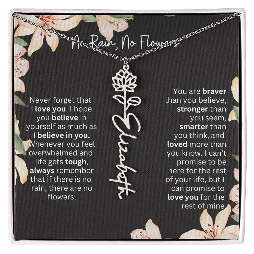 To My Daughter From Dad Necklace I Birth Flower Necklace With Name I No Rain - No Flowers - Ever Trendy Essentials