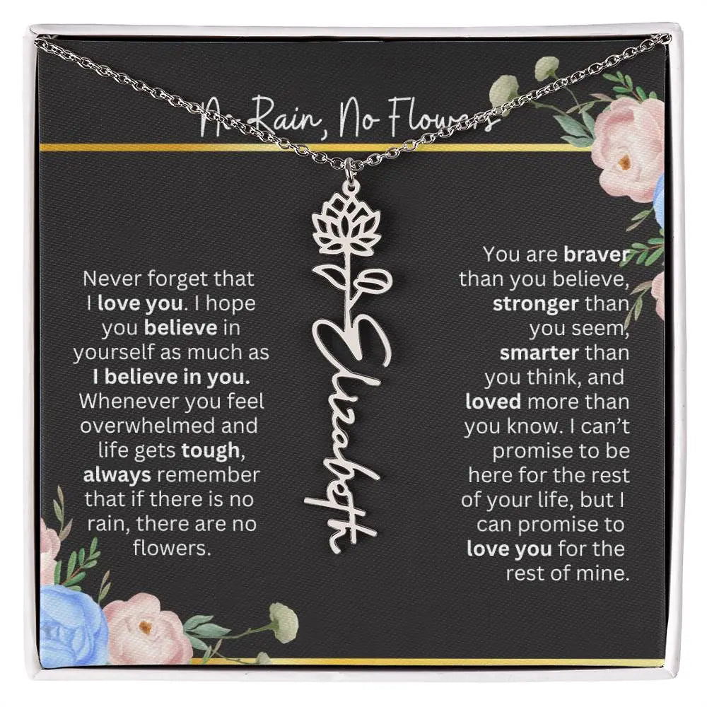 Inspirational No Rain No Flowers Necklace - Ever Trendy Essentials