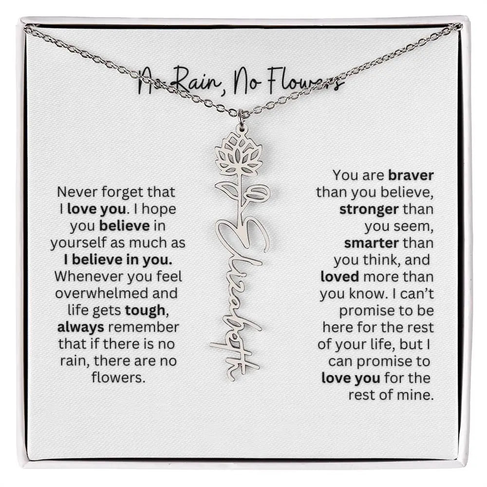 No Rain - No Flowers | Birth Necklace | Name Necklace | Thoughtful Gift for Mom, Wife, and Soulmate - Ever Trendy Essentials