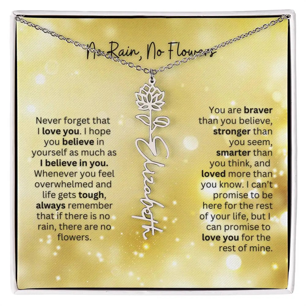 No Rain - No Flowers | Birth Necklace | Name Necklace | Christmas Jewelry Gift for Her: Mom, Wife, Daughter, Sister, and Best Friend - Ever Trendy Essentials