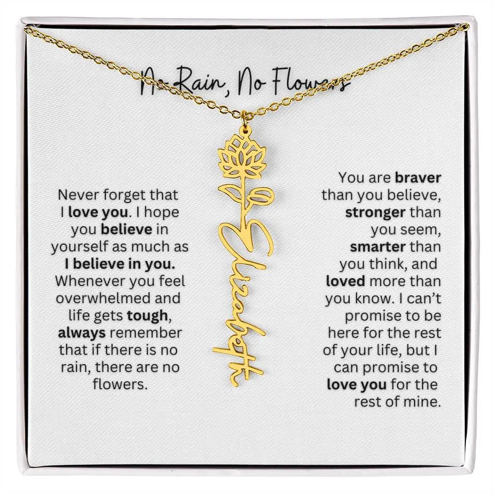 No Rain - No Flowers | Birth Necklace | Name Necklace | Thoughtful Gift for Mom, Wife, and Soulmate - Ever Trendy Essentials