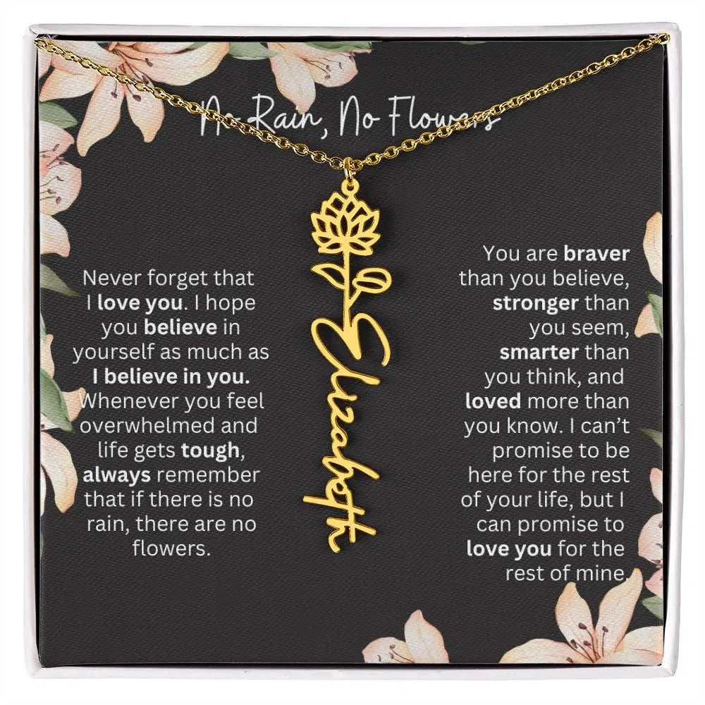 To My Beautiful Daughter Necklace I Birth Flower Necklace With Name I No Rain - No Flowers - Ever Trendy Essentials