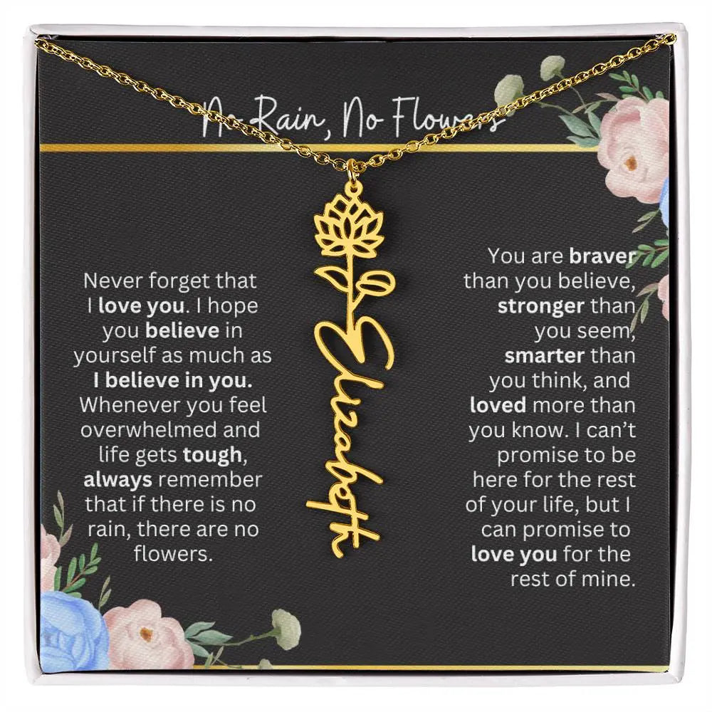 Inspirational No Rain No Flowers Necklace - Ever Trendy Essentials