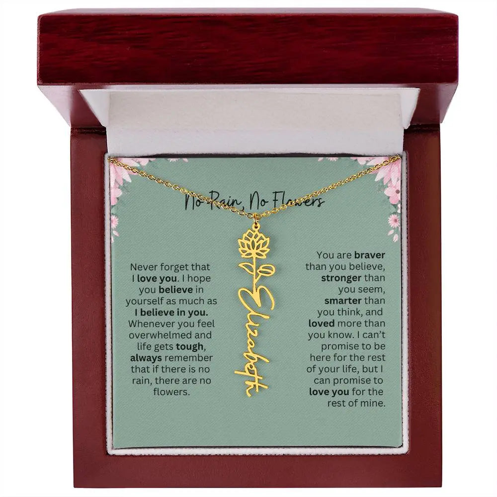 No Rain - No Flowers | Birth Necklace | Name Necklace | Unique Jewelry for Mom, Bonus Daughter, and Soulmate - Ever Trendy Essentials