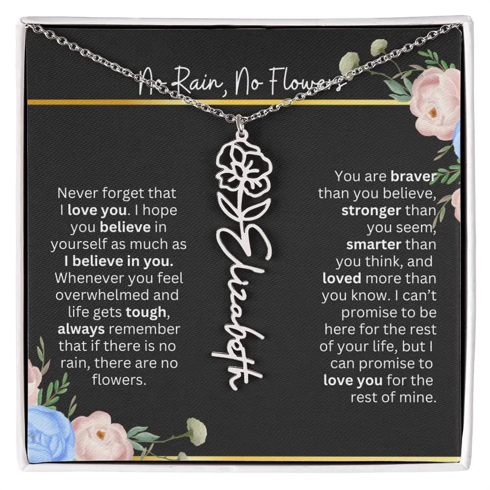 Inspirational No Rain No Flowers Necklace - Ever Trendy Essentials