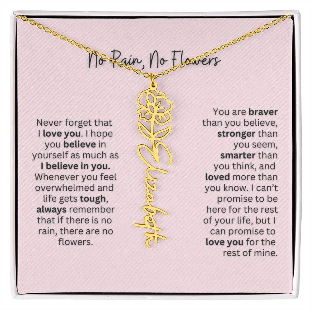 No Rain - No Flowers | Birth Necklace | Name Necklace | Personalized Gift for Mom, Bonus Daughter, and Sister - Ever Trendy Essentials