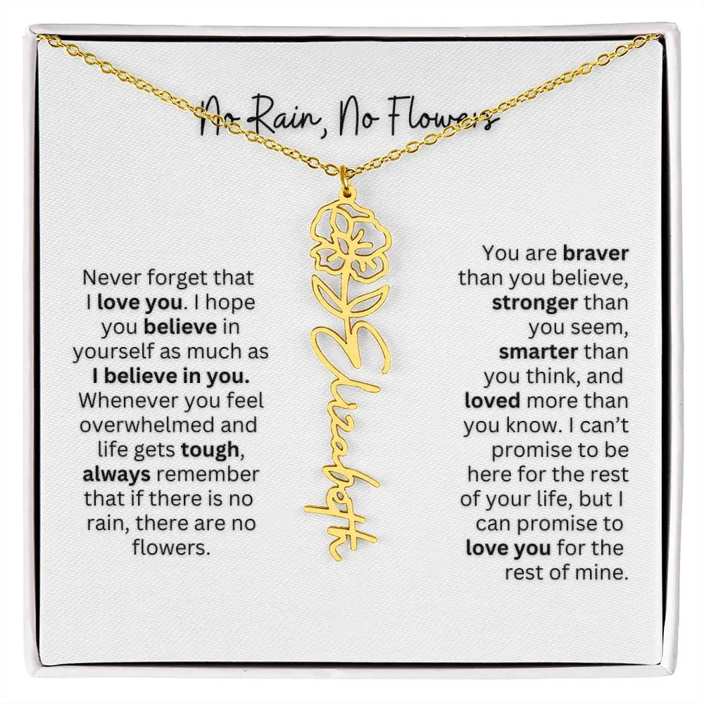 No Rain - No Flowers | Birth Necklace | Name Necklace | Thoughtful Gift for Mom, Wife, and Soulmate - Ever Trendy Essentials