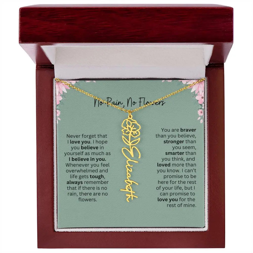 No Rain - No Flowers | Birth Necklace | Name Necklace | Unique Jewelry for Mom, Bonus Daughter, and Soulmate - Ever Trendy Essentials