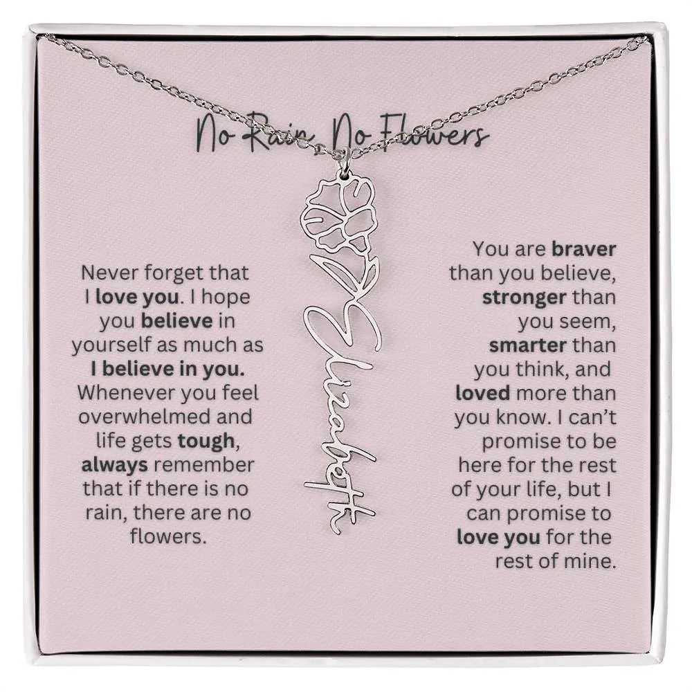 No Rain - No Flowers | Birth Necklace | Name Necklace | Personalized Gift for Mom, Bonus Daughter, and Sister - Ever Trendy Essentials