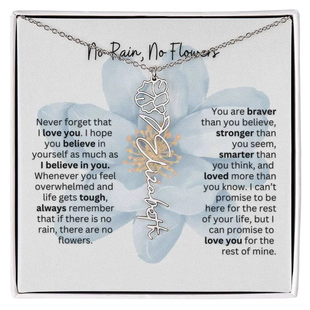 Birth Flower Necklace With Name I No Rain - No Flowers | Thoughtful Gift for Soulmate - Ever Trendy Essentials