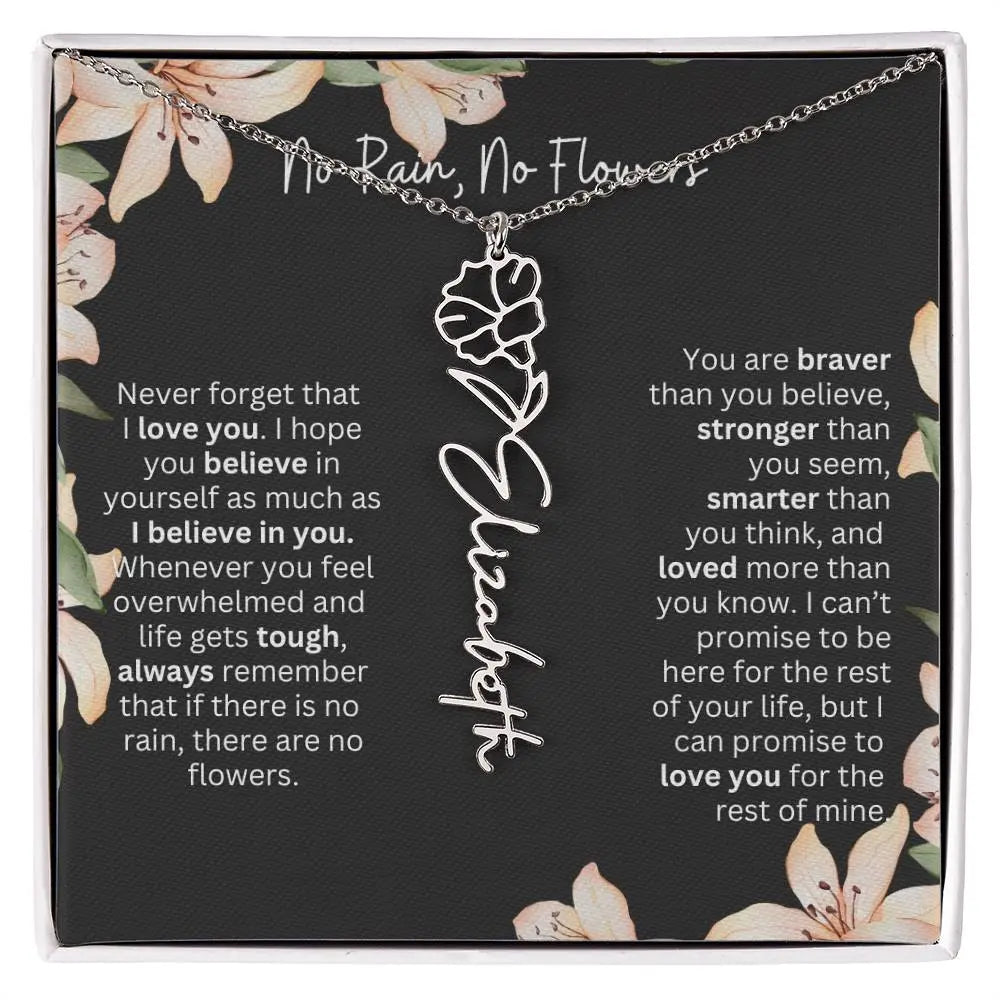 To My Daughter From Dad Necklace I Birth Flower Necklace With Name I No Rain - No Flowers - Ever Trendy Essentials