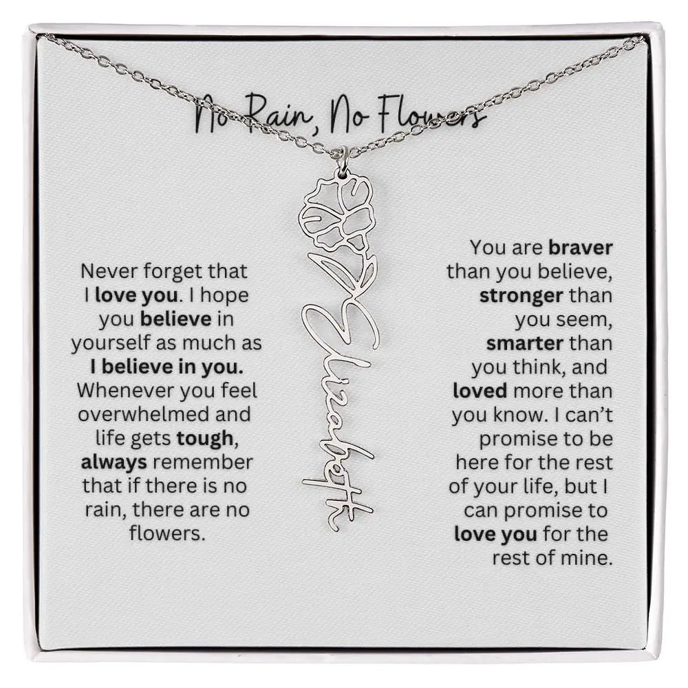 No Rain - No Flowers | Birth Necklace | Name Necklace | Thoughtful Gift for Mom, Wife, and Soulmate - Ever Trendy Essentials