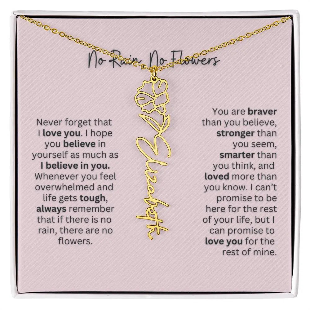 No Rain - No Flowers | Birth Necklace | Name Necklace | Personalized Gift for Mom, Bonus Daughter, and Sister - Ever Trendy Essentials