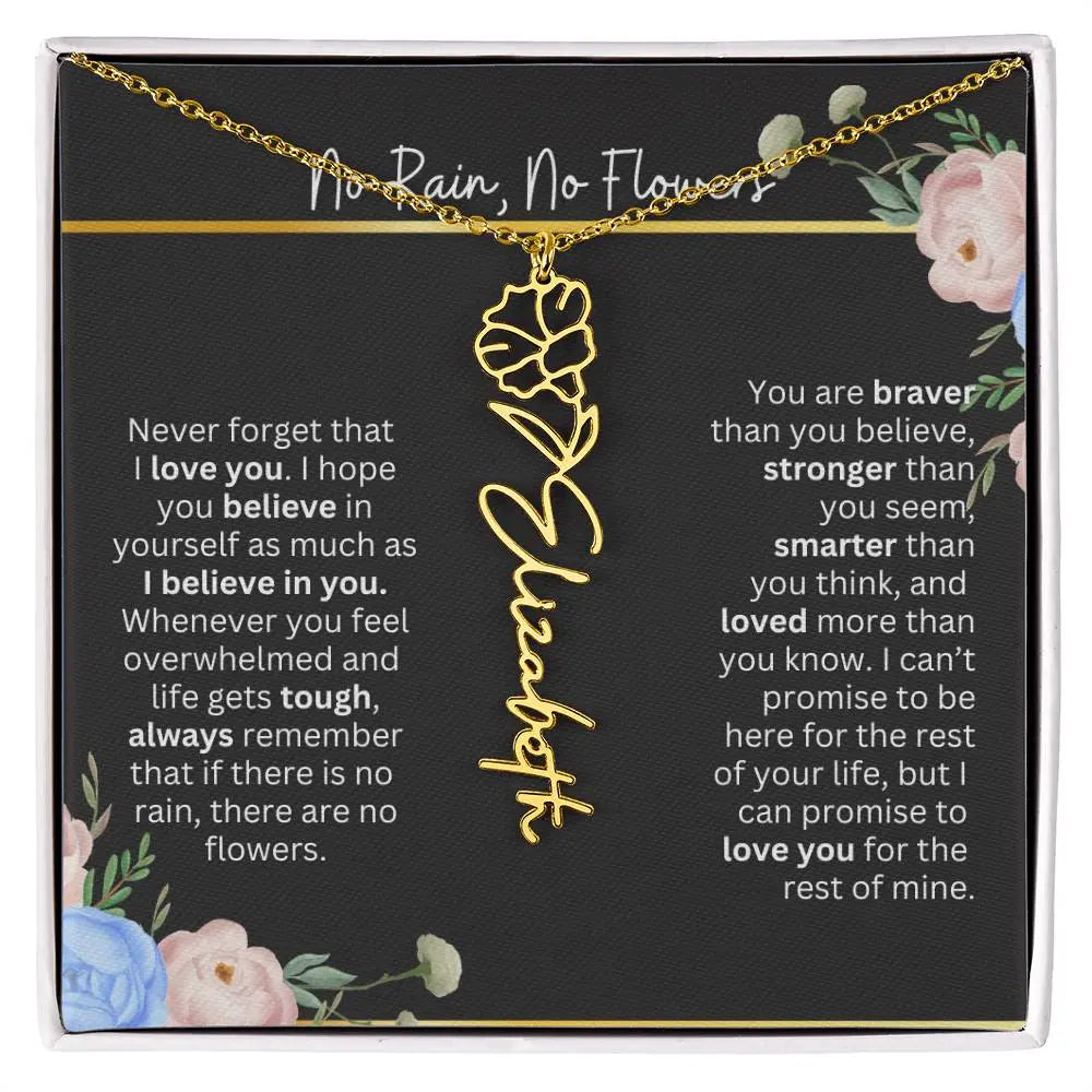 Inspirational No Rain No Flowers Necklace - Ever Trendy Essentials