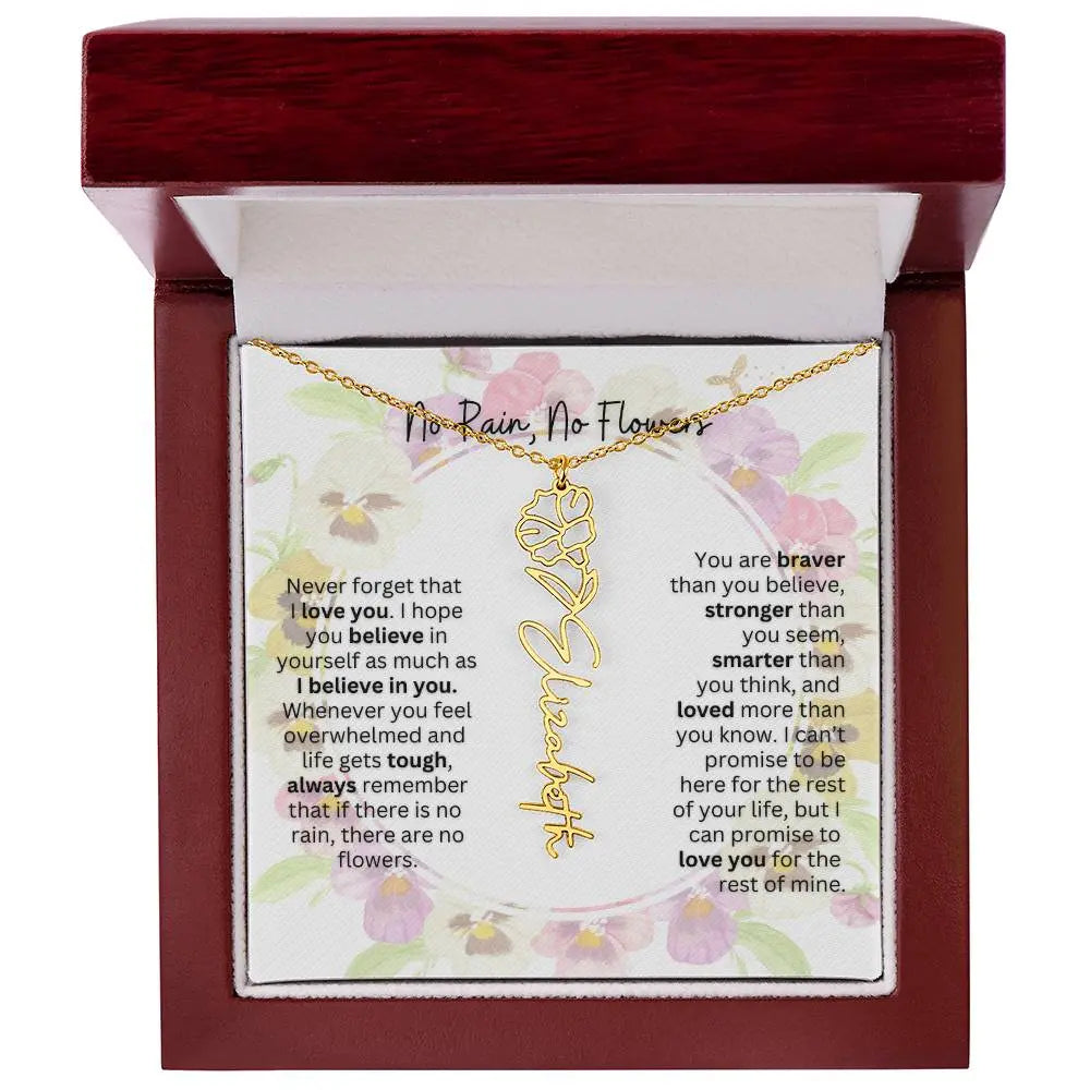 Birth Flower Necklace With Name I No Rain - No Flowers | Beautiful Gift for Aunt - Ever Trendy Essentials