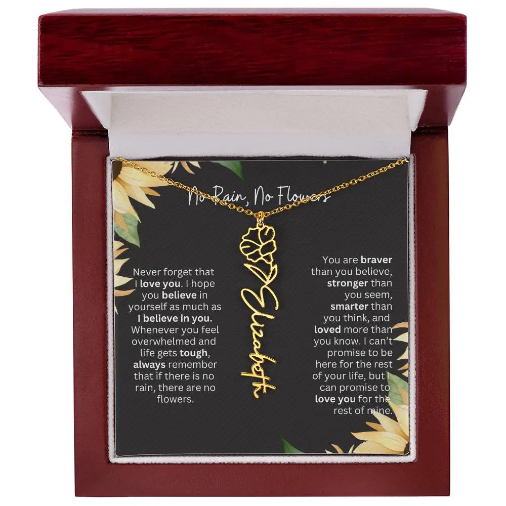 Birth Flower Necklace With Name I No Rain - No Flowers | Personalized Gift for Grandma - Ever Trendy Essentials