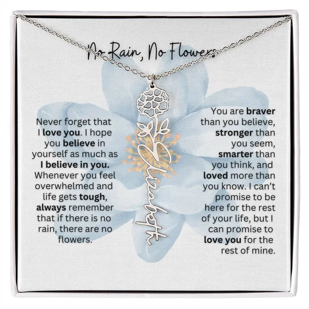 Birth Flower Necklace With Name I No Rain - No Flowers | Thoughtful Gift for Soulmate - Ever Trendy Essentials