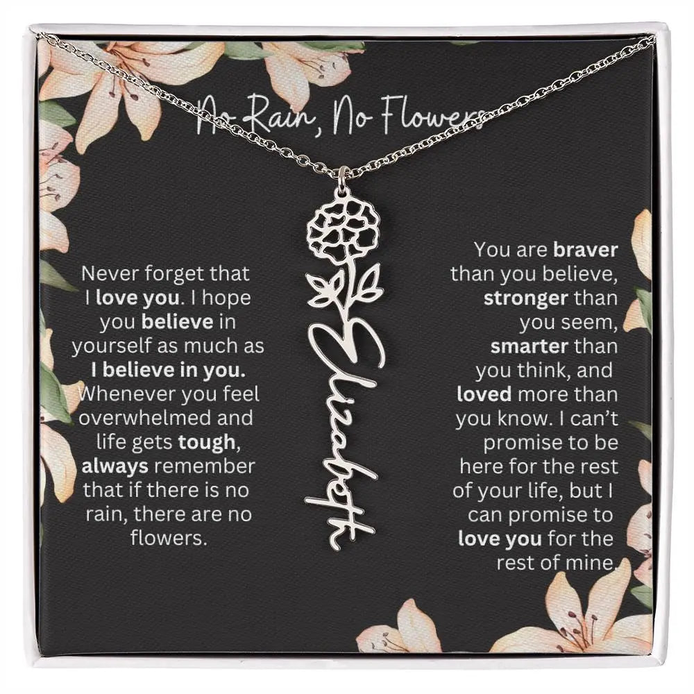 To My Daughter From Dad Necklace I Birth Flower Necklace With Name I No Rain - No Flowers - Ever Trendy Essentials