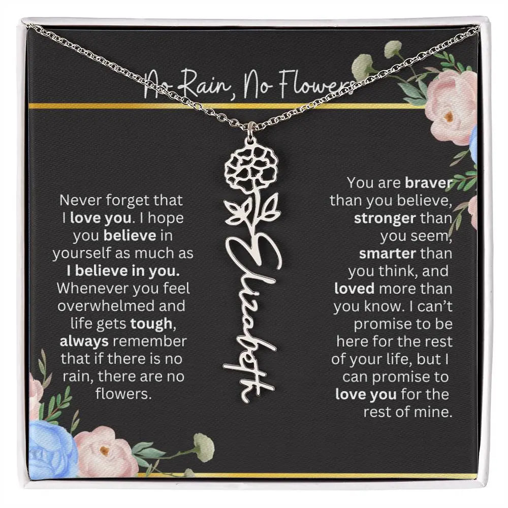 Inspirational No Rain No Flowers Necklace - Ever Trendy Essentials