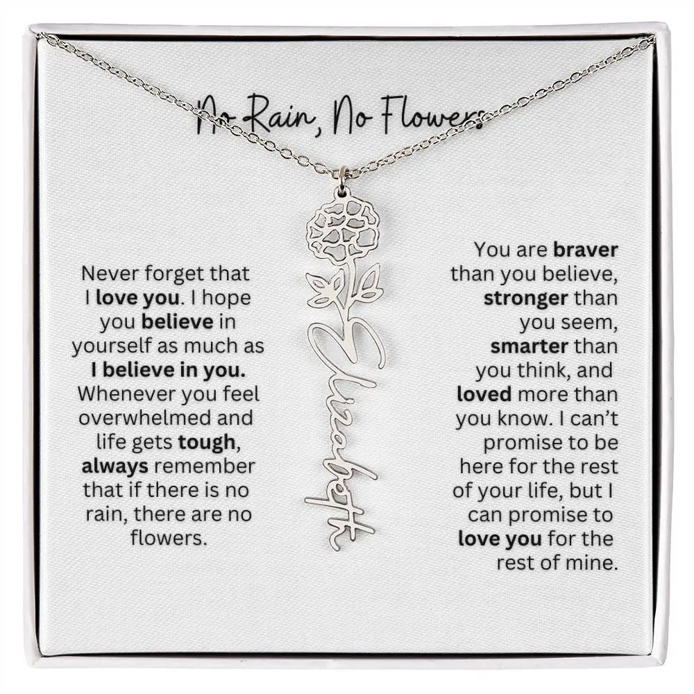 No Rain - No Flowers | Birth Necklace | Name Necklace | Thoughtful Gift for Mom, Wife, and Soulmate - Ever Trendy Essentials