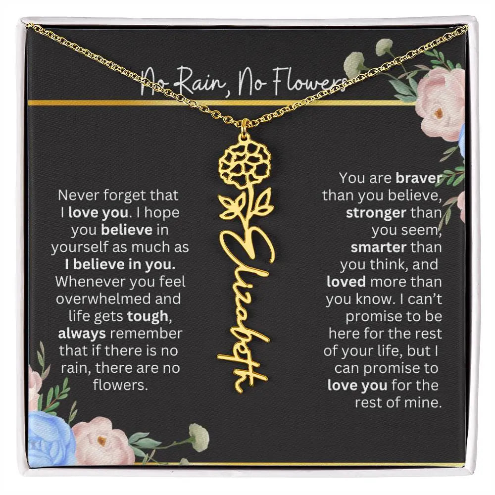 Inspirational No Rain No Flowers Necklace - Ever Trendy Essentials