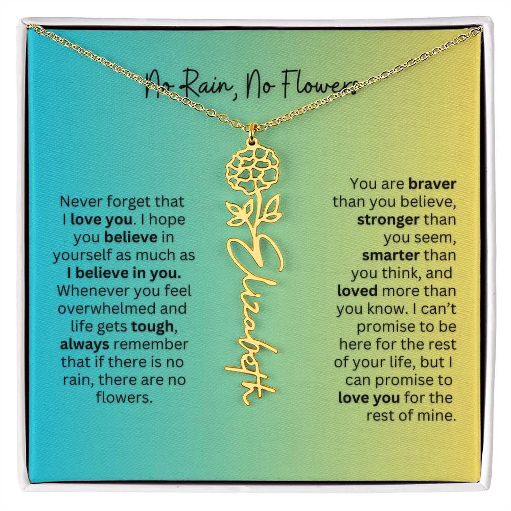 No Rain - No Flowers | Birth Necklace | Name Necklace | Thoughtful Gift for Wife, Daughter, and Best Friend - Ever Trendy Essentials