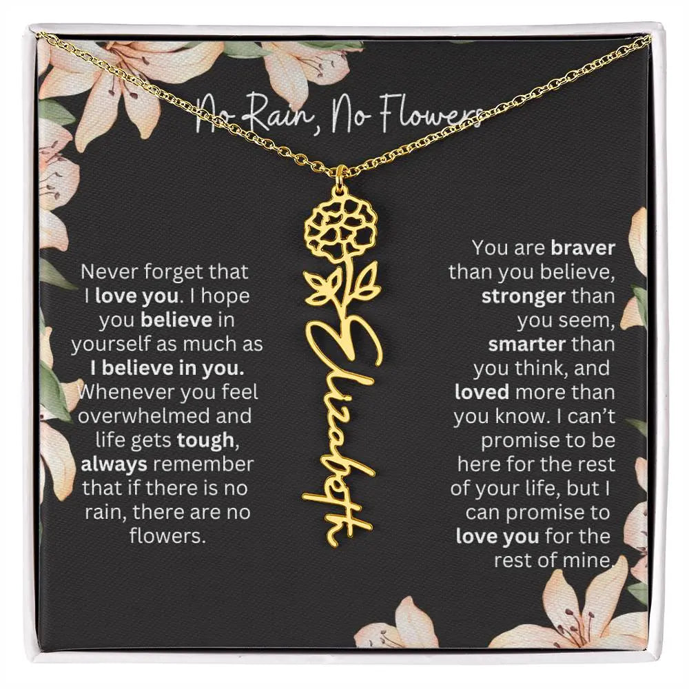 To My Beautiful Daughter Necklace I Birth Flower Necklace With Name I No Rain - No Flowers - Ever Trendy Essentials