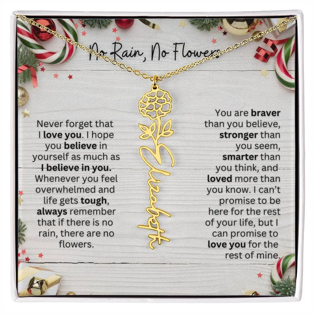 No Rain - No Flowers | Birth Necklace | Name Necklace | Christmas Gift for Mom, Wife, Daughter, Sister, Best Friend, Girlfriend, Aunt, and Grandma - Ever Trendy Essentials