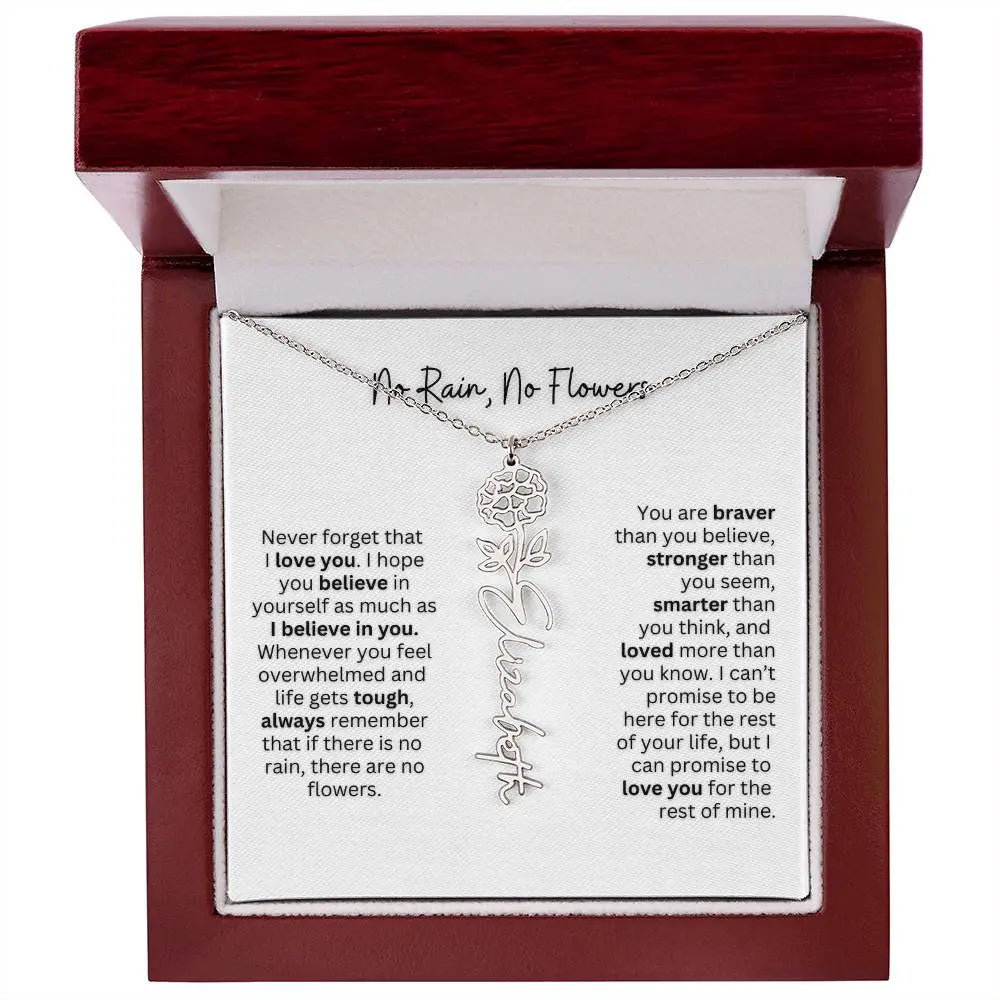 No Rain - No Flowers | Birth Necklace | Name Necklace | Thoughtful Gift for Mom, Wife, and Soulmate - Ever Trendy Essentials