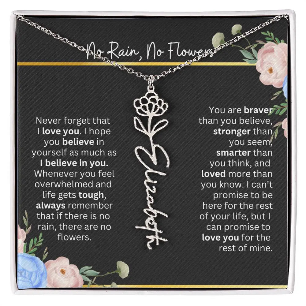 Inspirational No Rain No Flowers Necklace - Ever Trendy Essentials